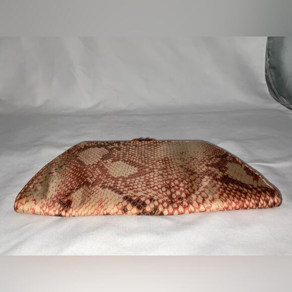 Banana Republic 100% Silk Bag Pouch Clutch Purse Snake Rust Colored Stone Crysta - Picture 5 of 9